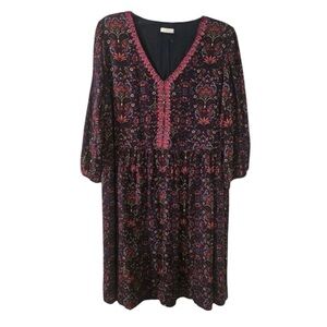 J. Jill East Village Purple Floral Boho Crinkle Dress Size 2X